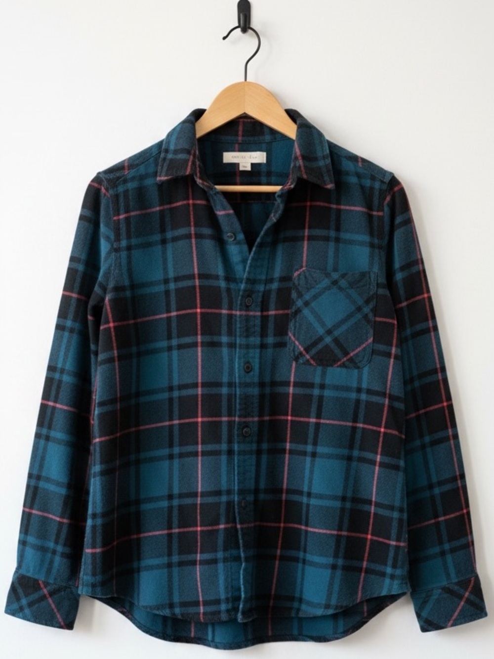 TNA Turquoise Flannel Long Sleeve Cotton Shirt Size XS